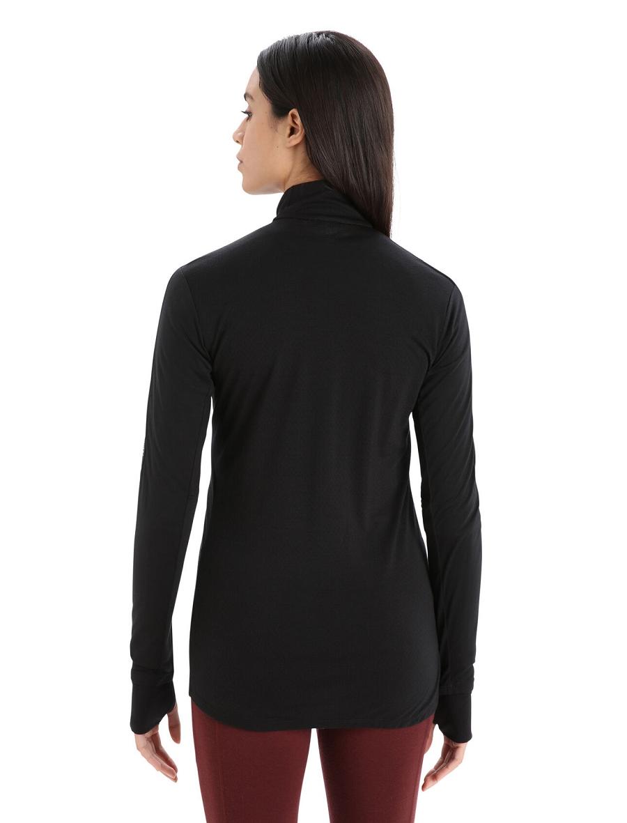 Women's Icebreaker ZoneKnit™ Merino Long Sleeve Zip Hoodie Black | CA 1279AHKP